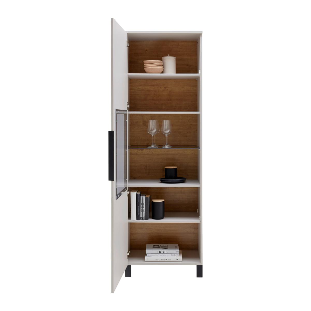 Vitrine GW-Fresno in Kaschmir - Kaschmir/Schwarz, Modern, Glas/Holzwerkstoff (60/193/40cm) - Premium Living