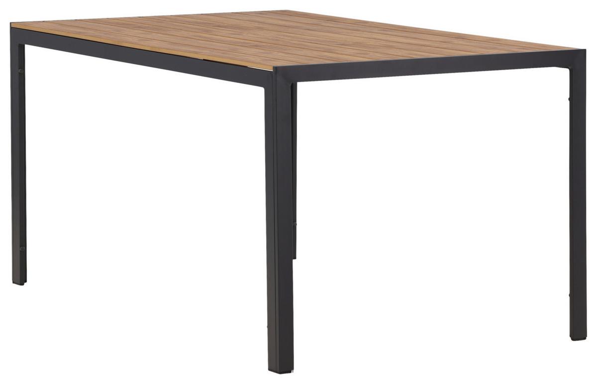 Gartentisch Break ca. 150x90 cm Natur - Schwarz/Naturfarben, KONVENTIONELL, Kunststoff/Metall (150/90/75cm) - Gardenson