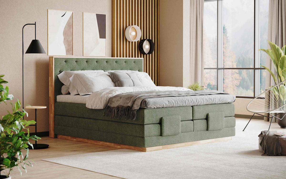 Boxspring Ágy Palma Ii. Bxb - zöld, Modern, faalapú anyag/textil (180/200cm)