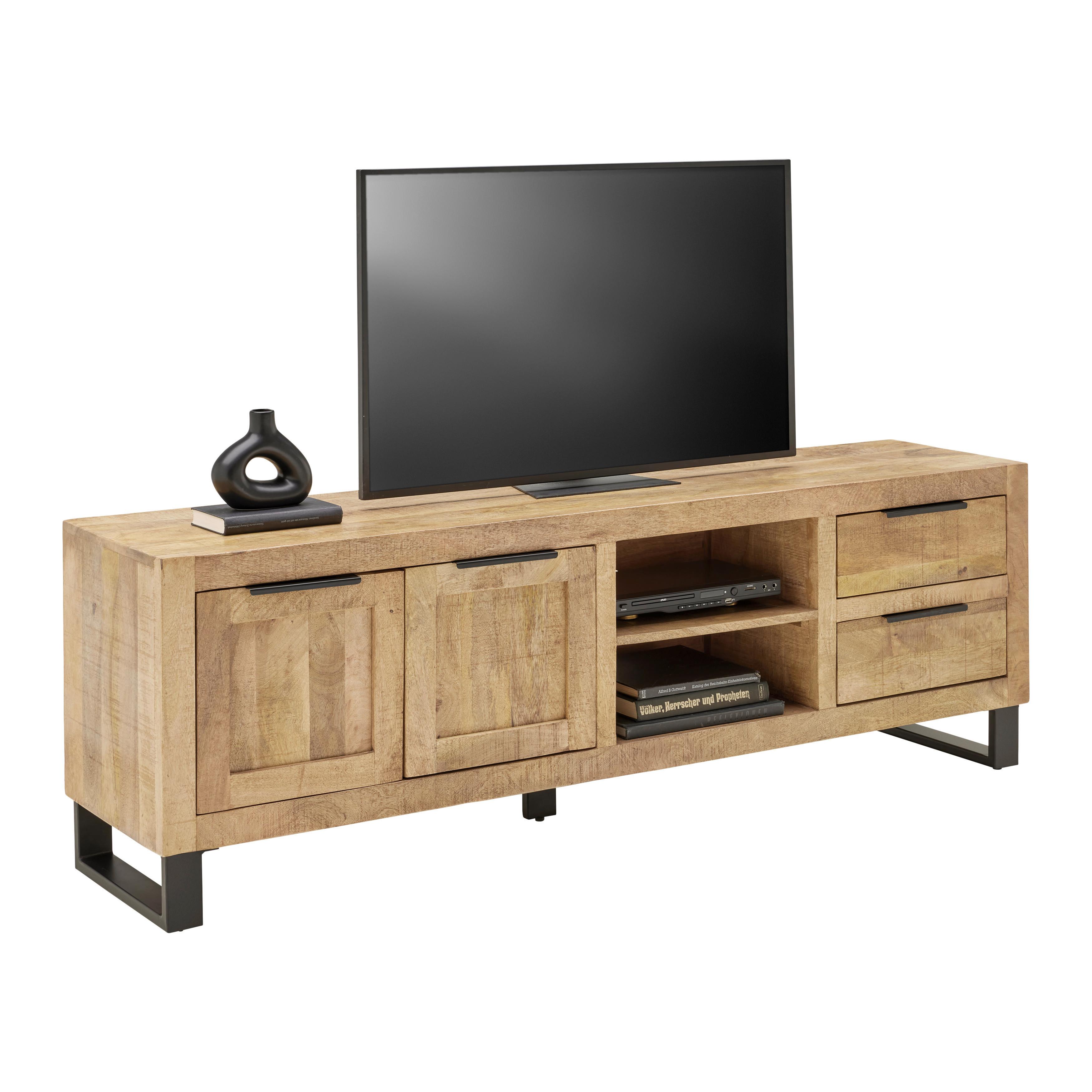 TV-Element Everest in Naturfarben/Schwarz - Schwarz/Naturfarben, Natur, Holz/Metall (175/57/40cm) - Zandiara