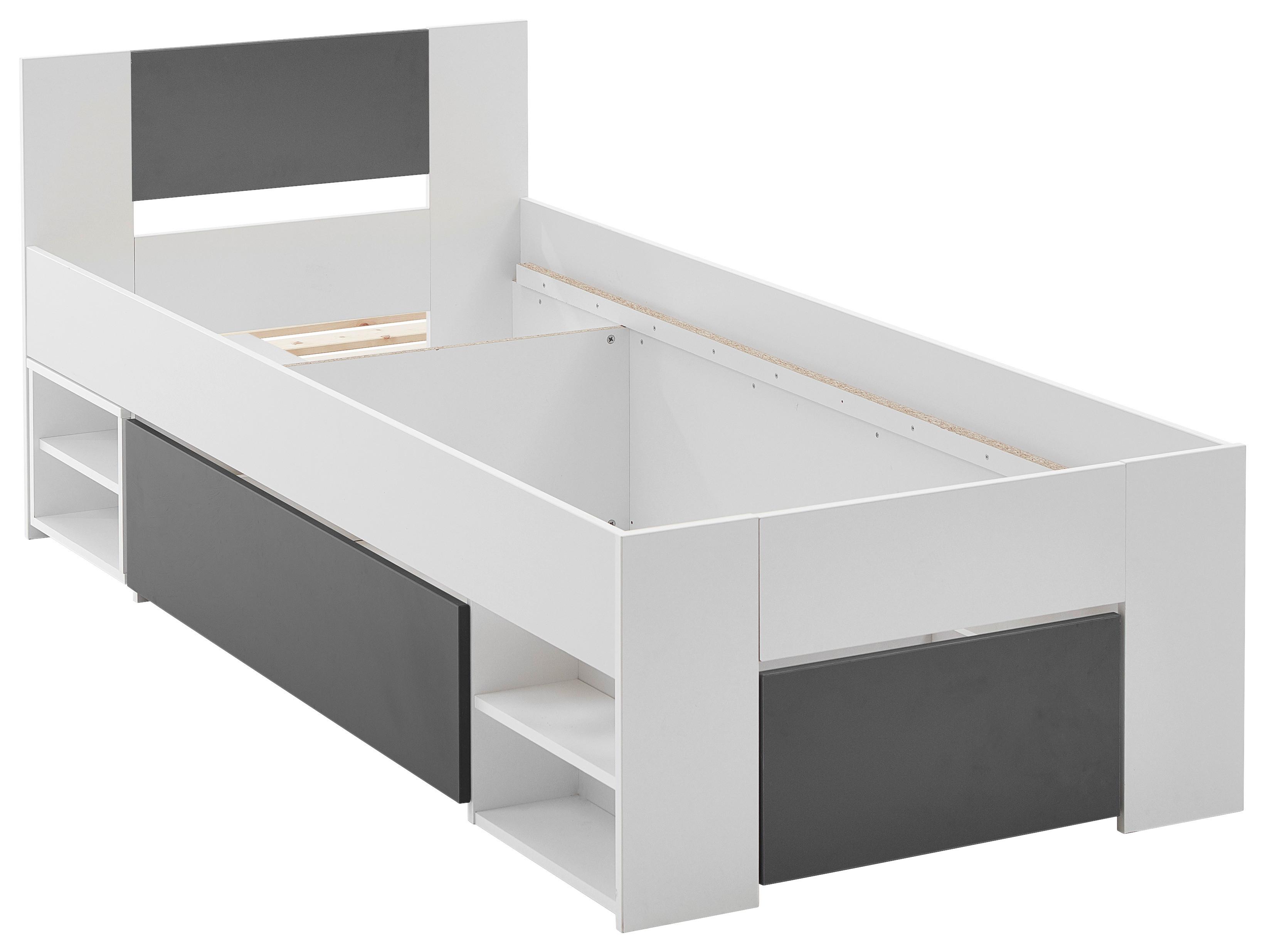 SÄNG AZURRO 2-90 - vit/antracit, Modern, trämaterial (90/200cm) - Mömax
