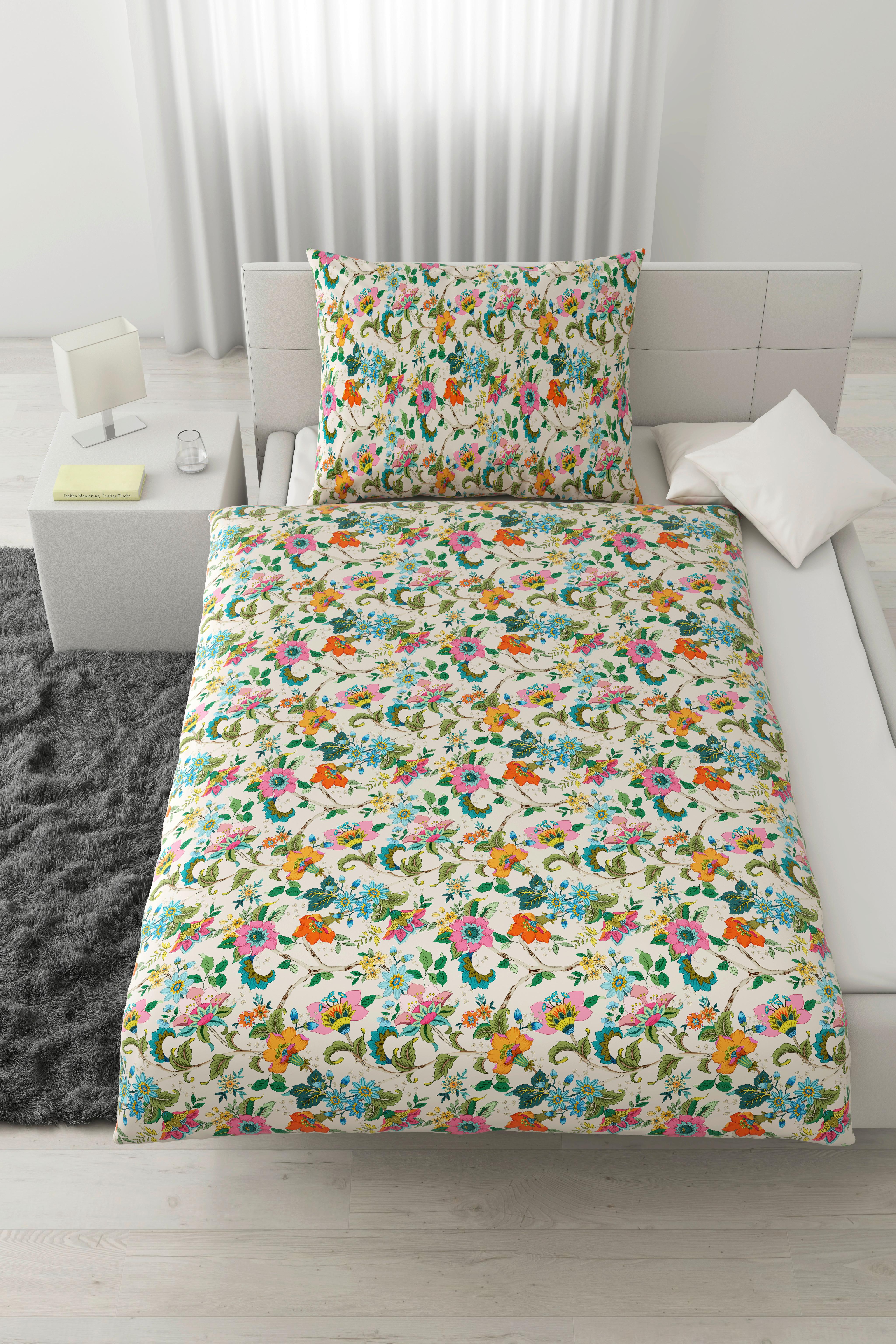 Lenjerie De Pat Kamia Allover Cca. 140x200/50x70 Cm - turcoaz/roz, Romantik / Landhaus, textil (140/200cm) - Mömax
