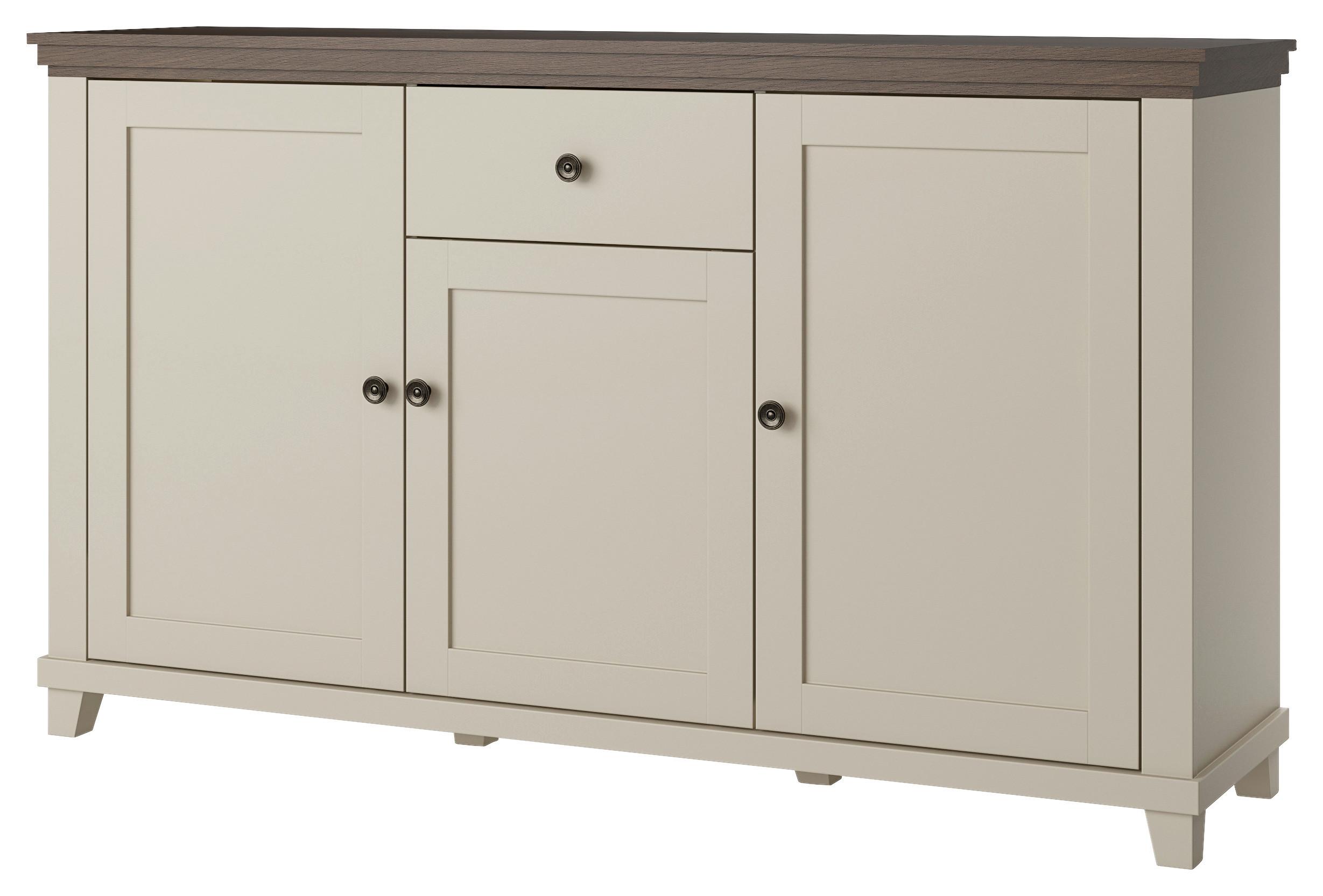 Komód Evora - kasmírszínű/tölgyfa színű, Design, faalapú anyag (160/93/42cm)