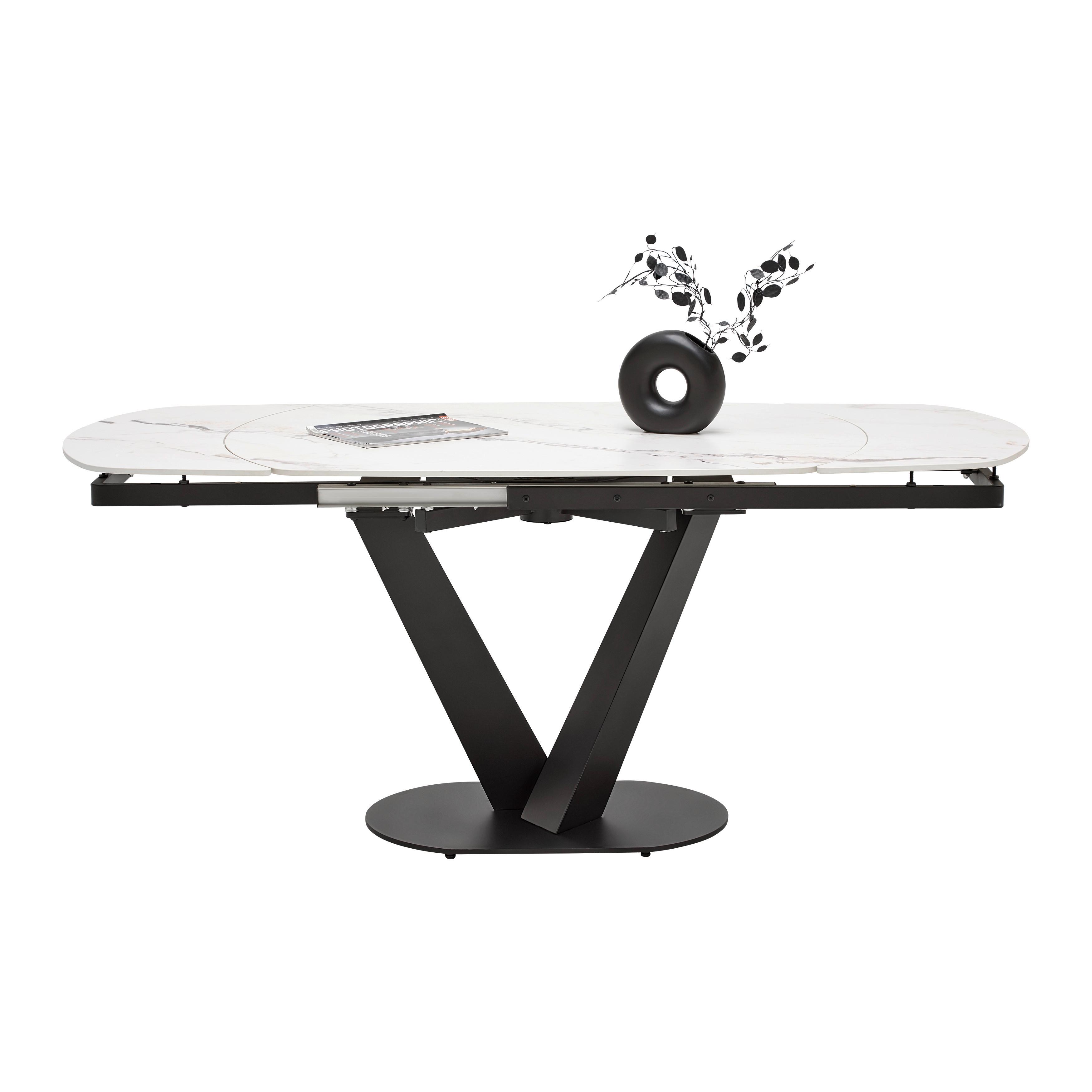 UTDRAGBART BORD NICOLAS - vit/svart, Modern, metall/sten (120-180/90/75-77cm) - Mömax