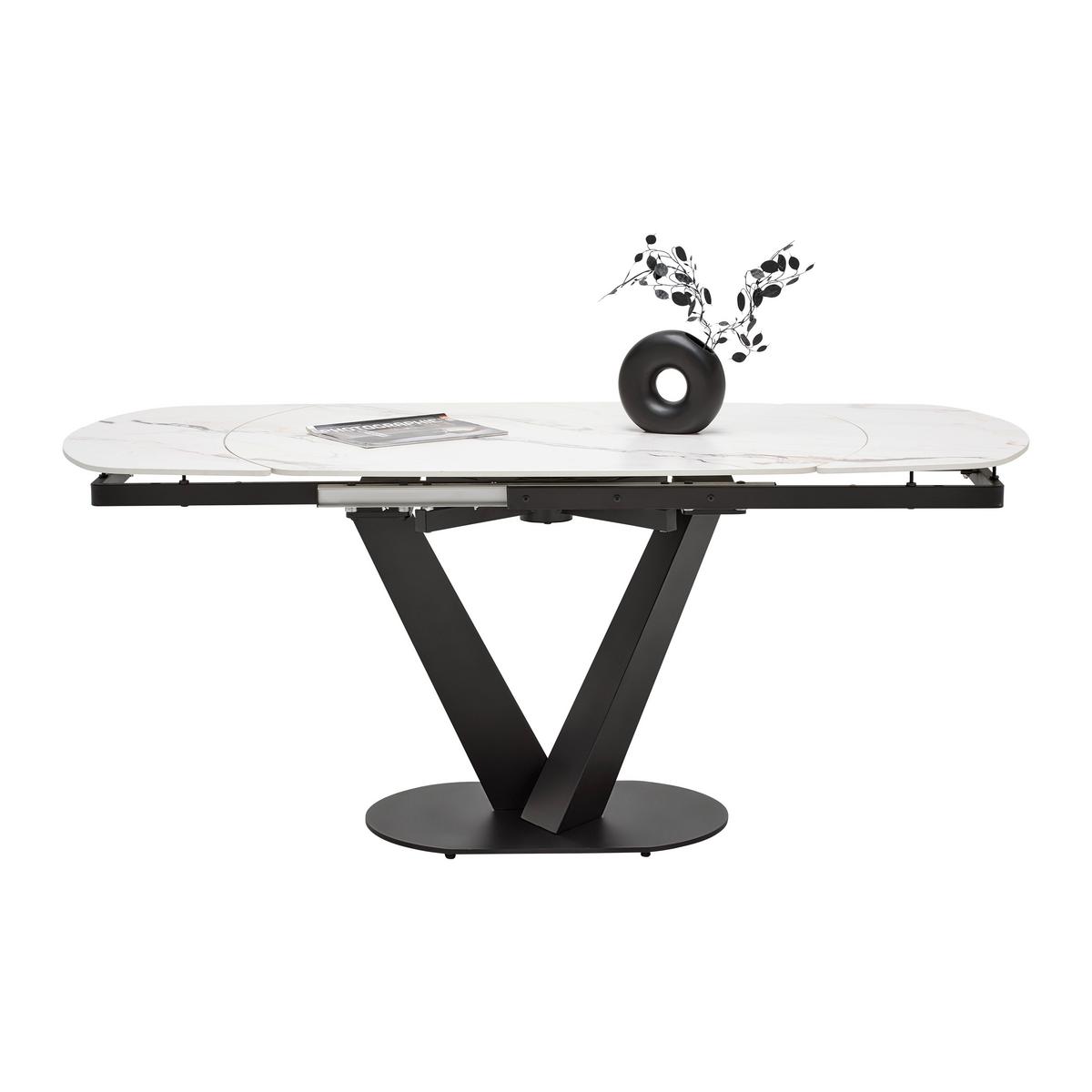 AUSZIEHTISCH NICOLAS - Weiss/Schwarz, Modern, Stein/Metall (120-180/90/75-77cm) - Mömax