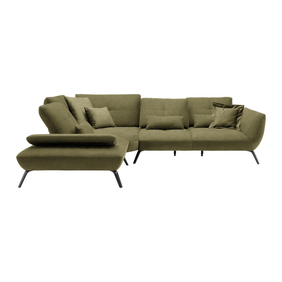 Wohnlandschaft Trendy Olivgrün - Schwarz/Olivgrün, MODERN, Holzwerkstoff/Textil (250/93/310cm) - Premium Living