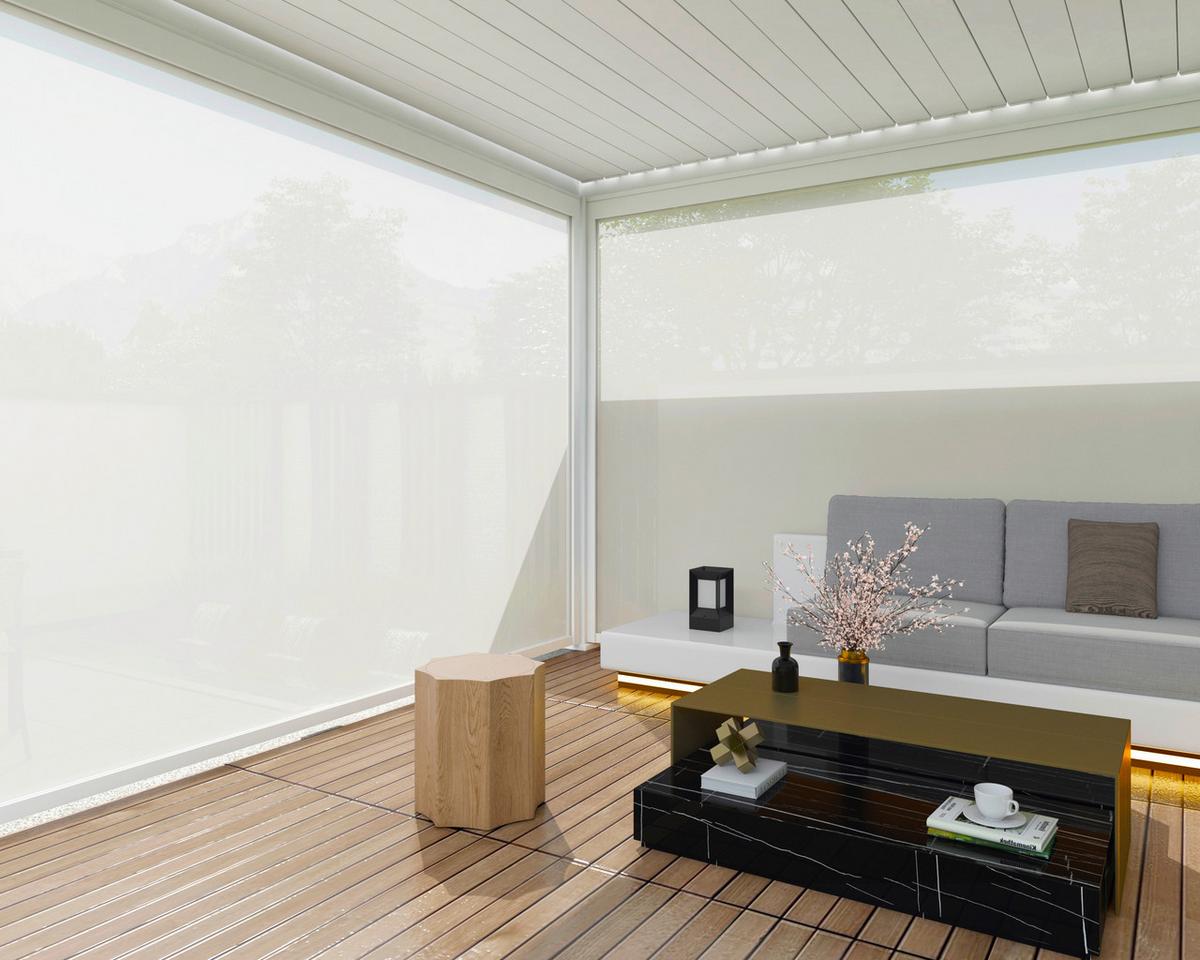 Pavillon-Rollo ca. 360x235 cm Aluminium/Textil Weiß - Weiß, Basics, Textil/Metall (360/235/10cm) - Gardenson
