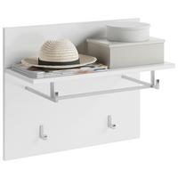 Garderobni Panel Linus, Z Obešalniki - Bela Barva - bela/visoki sijaj, Design, leseni material (60/49/26cm) - Carryhome