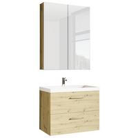 Fürdőszobablokk Nataly - Artisan tölgy/ezüstszínű, Basics, faalapú anyag/fém (60/118/44cm)