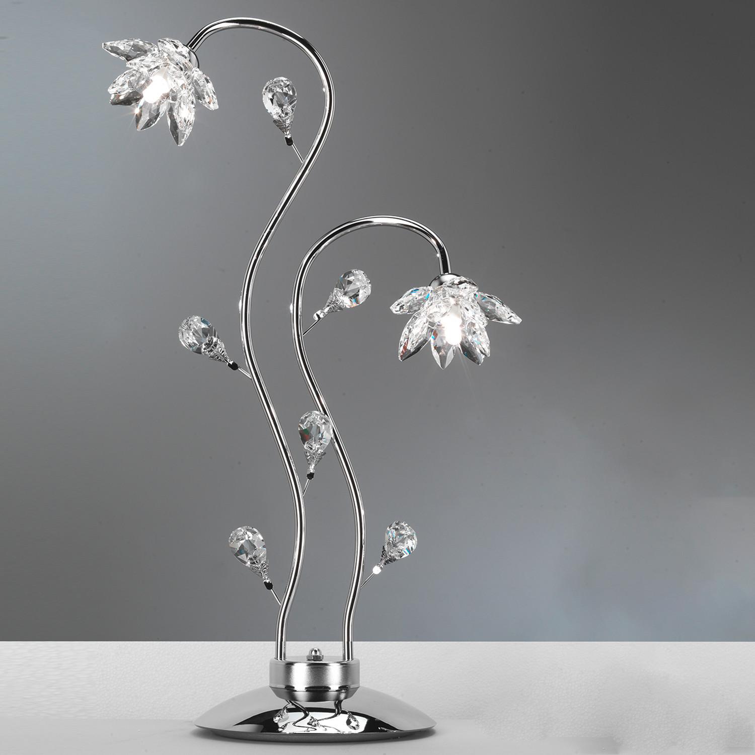 Kristall-Tischleuchte Ninfea Chromfarben max. 3 Watt - Chromfarben, KONVENTIONELL, Glas/Metall (40/80cm)