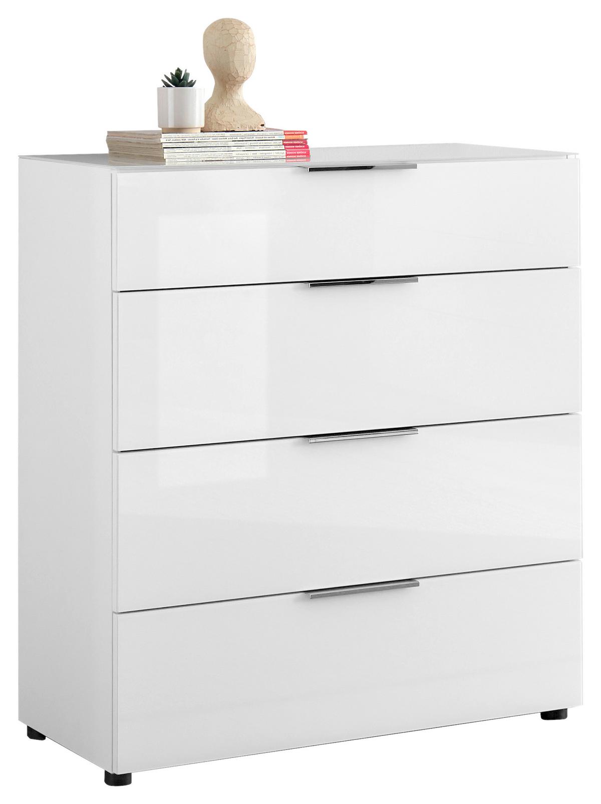 Kommode Siena Weiss - Chromfarben/Weiss, Modern, Glas/Holzwerkstoff (90/99/40cm) - Mömax