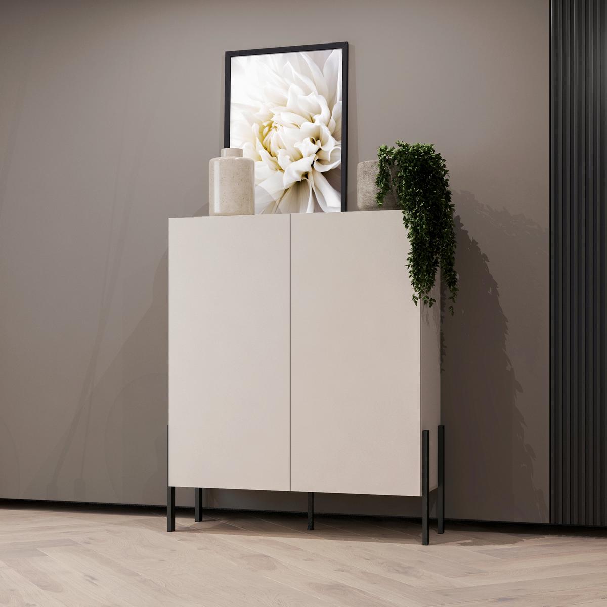 Komód Jukon - kasmírszínű, Modern, faalapú anyag (114/135/40cm)