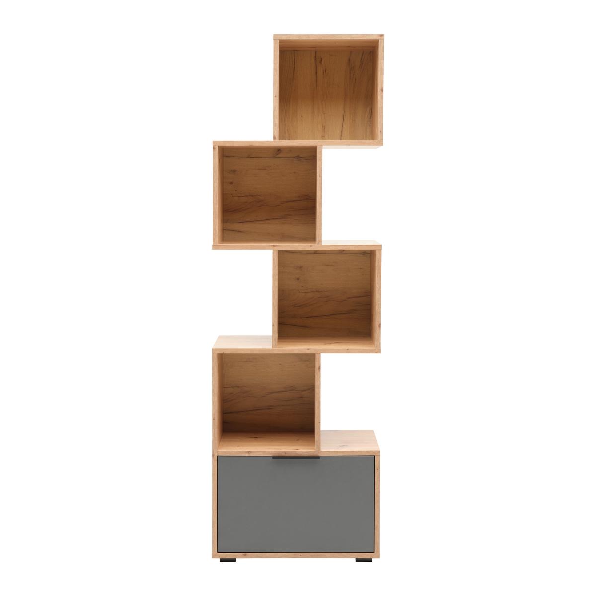 Regal Steps, Barva Hrasta, Antracit - črna/antracit, Moderno, umetna masa/leseni material (60/188/36cm) - Mömax