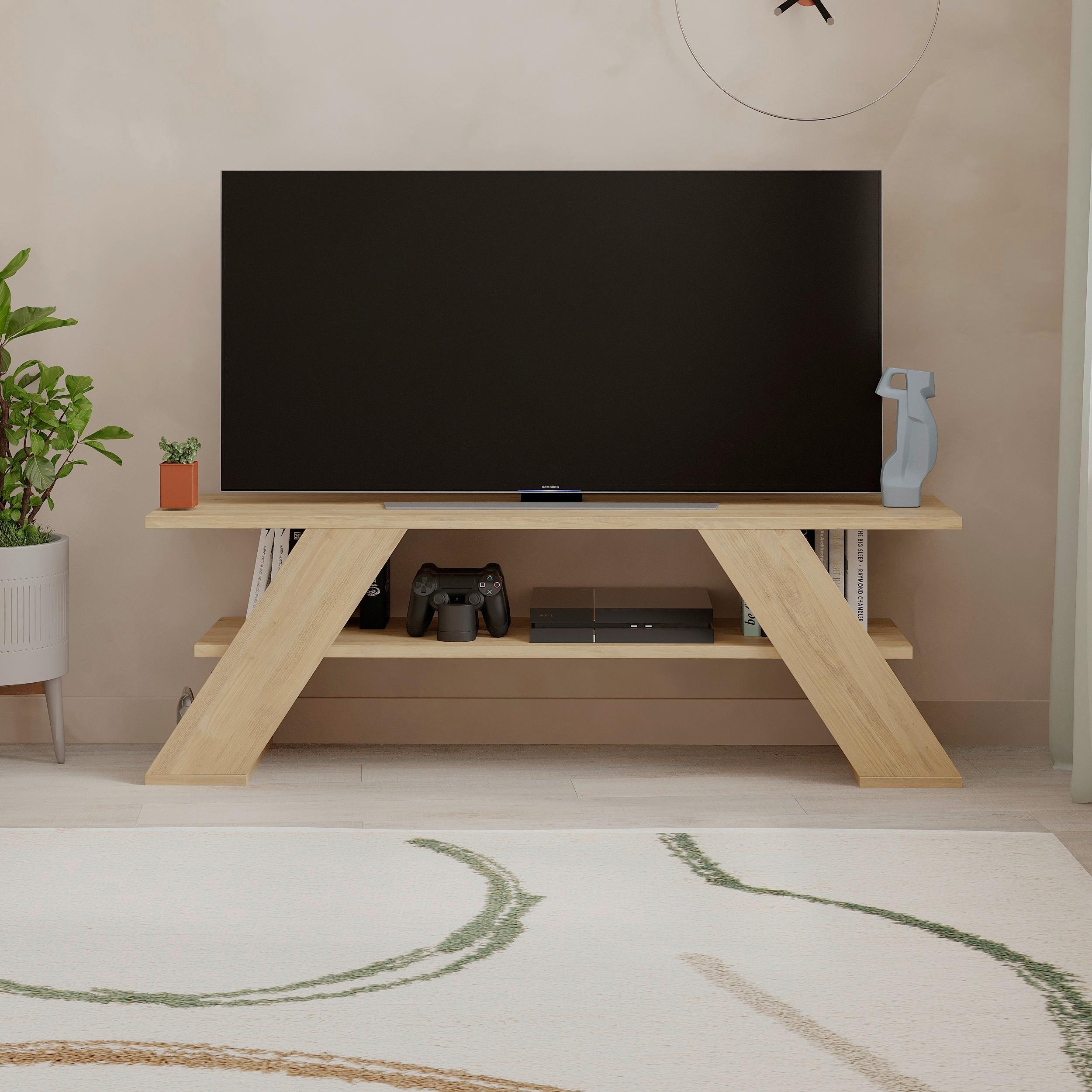 Phonotisch Farfalla ca. 120x40x34 cm Eichefarben - Eichefarben, Design, Holzwerkstoff (120/40/33.5cm) - Livetastic