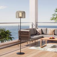 Stehleuchte Ivo in creme max. 40 Watt - Beige/Schwarz, MODERN, Kunststoff/Metall (35/158/35cm) - Bessagi Garden