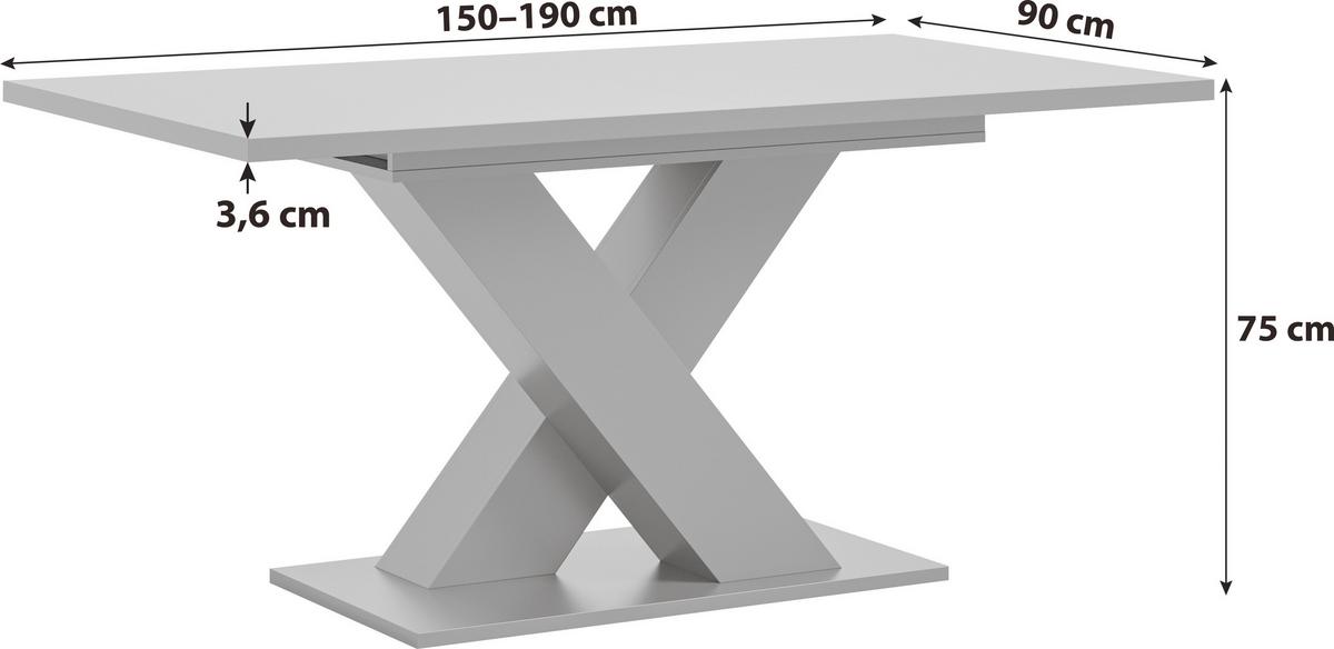 Raztegljiva Miza Marlon 150 Az, Bela, Temno Siva - siva/bela, Trend, leseni material (150-190/90/75cm)