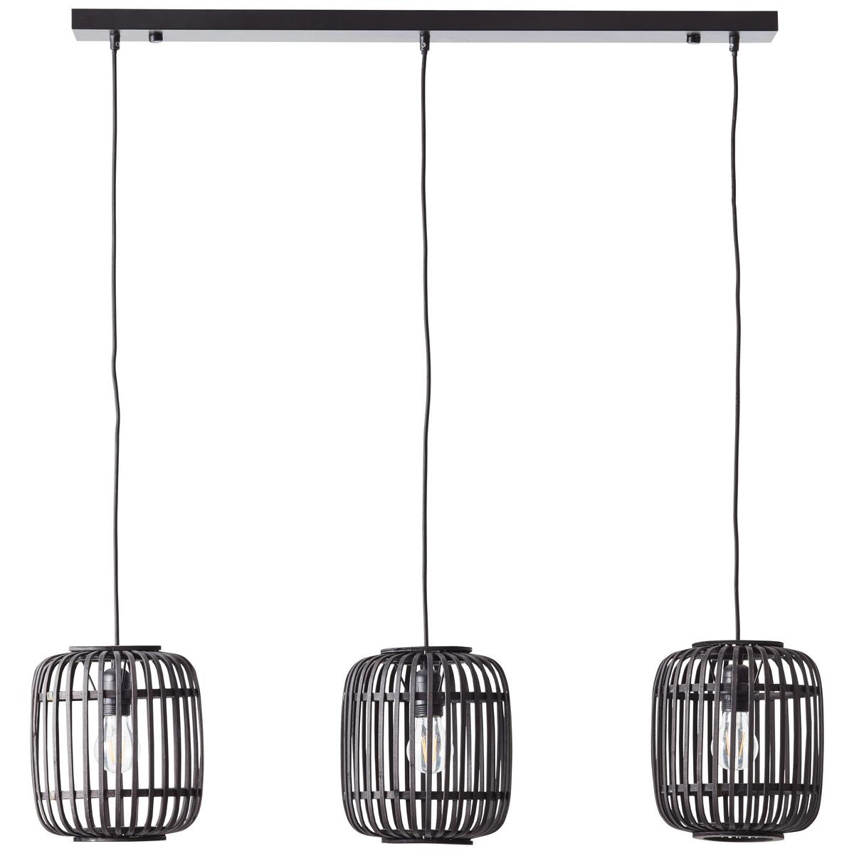 Hängeleuchte Woodrow Dunkelbraun max. 60 Watt - Dunkelbraun/Schwarz, Design, Holz/Metall (105/125/21,5cm) - Brilliant
