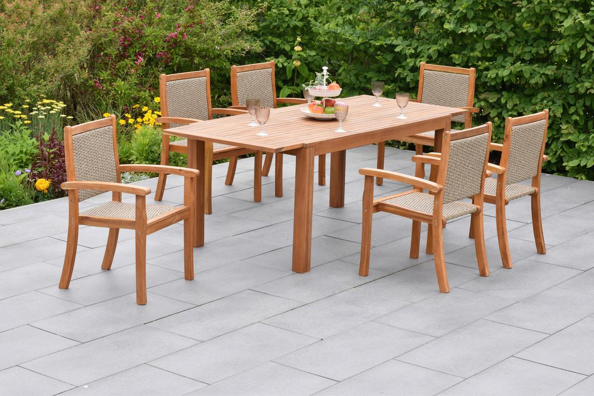 Vrtni Set Castilla, Akacija, 7-Delni - naravne barve, Moderno, umetna masa/les - Gardenson