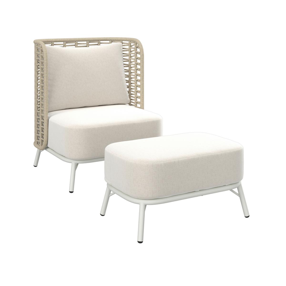 Scaun set Iska - alb/crem, Modern, metal/textil (76/91/73cm) - Bessagi Garden