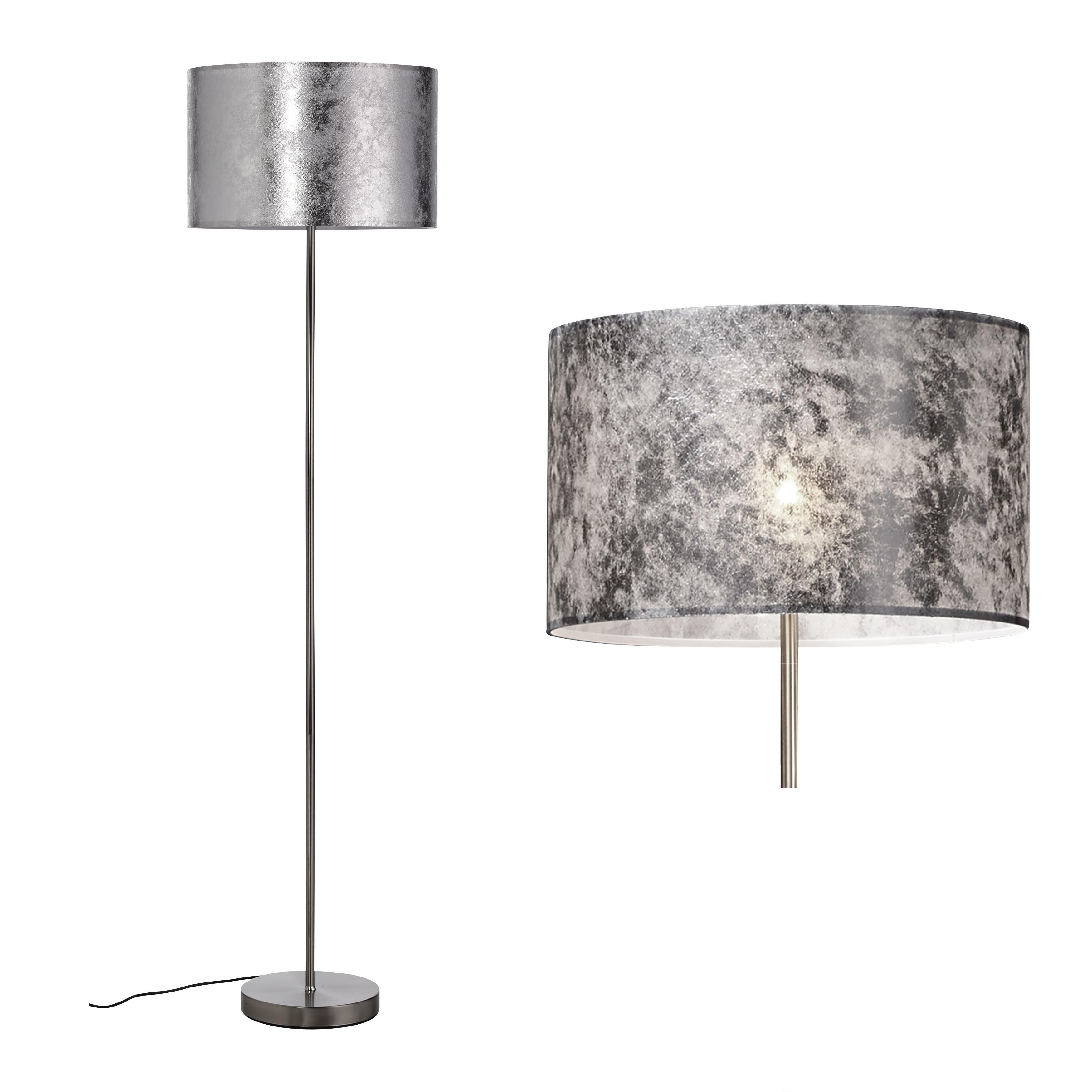 STEHLEUCHTE max. 40 Watt 'Emelle' - Nickelfarben, MODERN, Kunststoff/Metall (40/154cm) - Bessagi Home