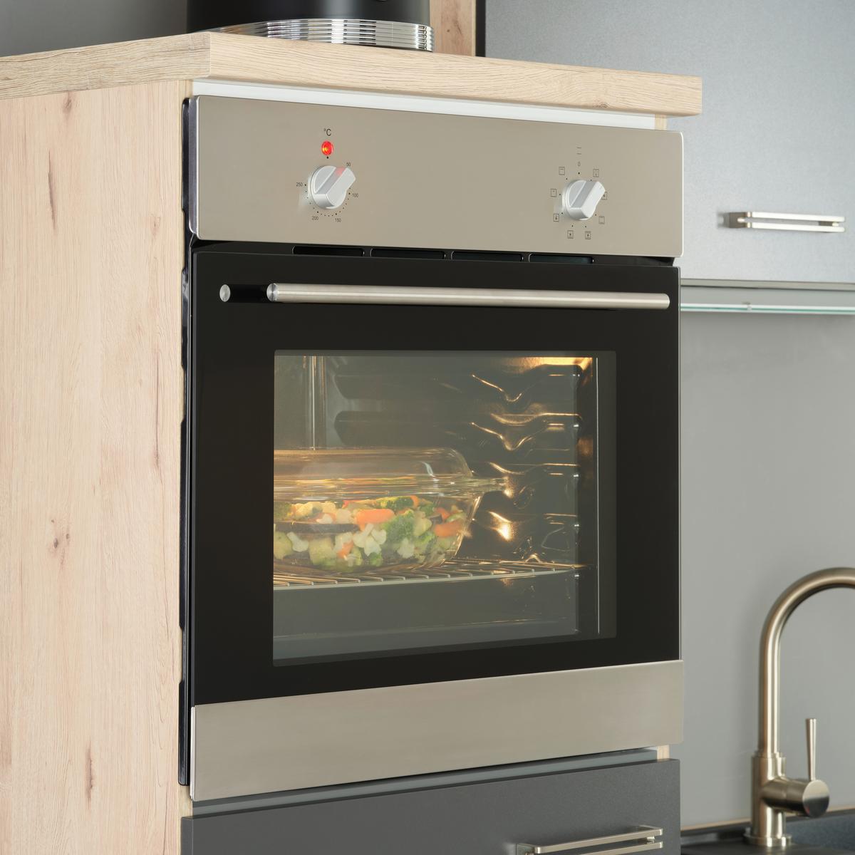 Küchenblock Milano Anthrazit/Eiche - Anthrazit/Schwarz, MODERN, Holzwerkstoff (280cm) - FlexWell