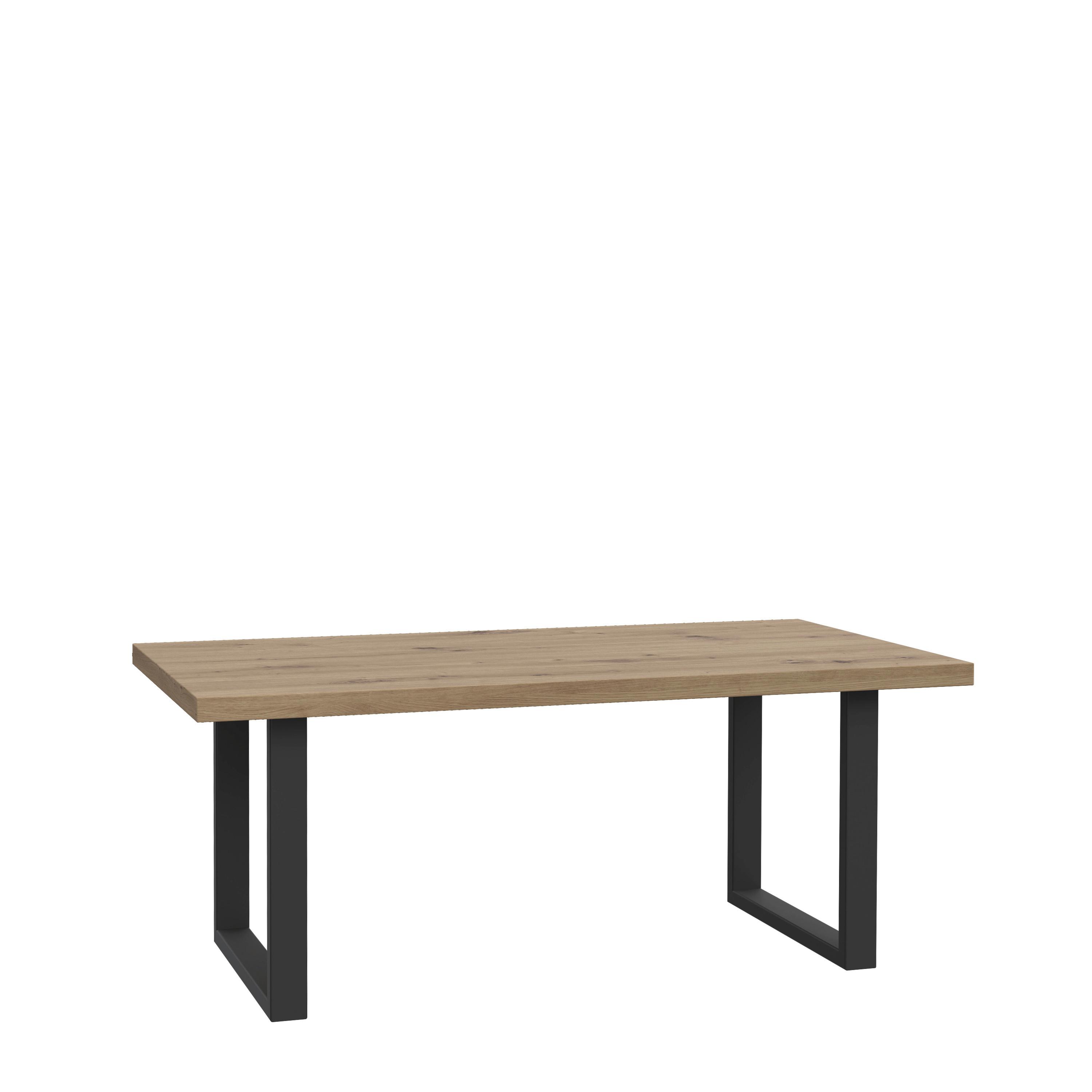 Klubska Miza Trondheim, Barva Hrasta, Črna - črna/barve hrasta, Moderno, kovina/umetna masa (110/60/45cm) - MID.YOU
