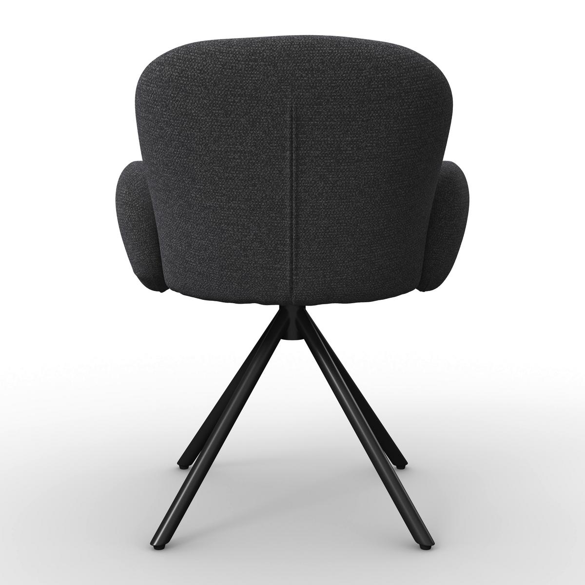 Armlehnstuhl Josea Dunkelgrau Chenille Drehbar Gepolstert - Dunkelgrau/Schwarz, MODERN, Holz/Textil (64/85/63cm) - Bessagi Home