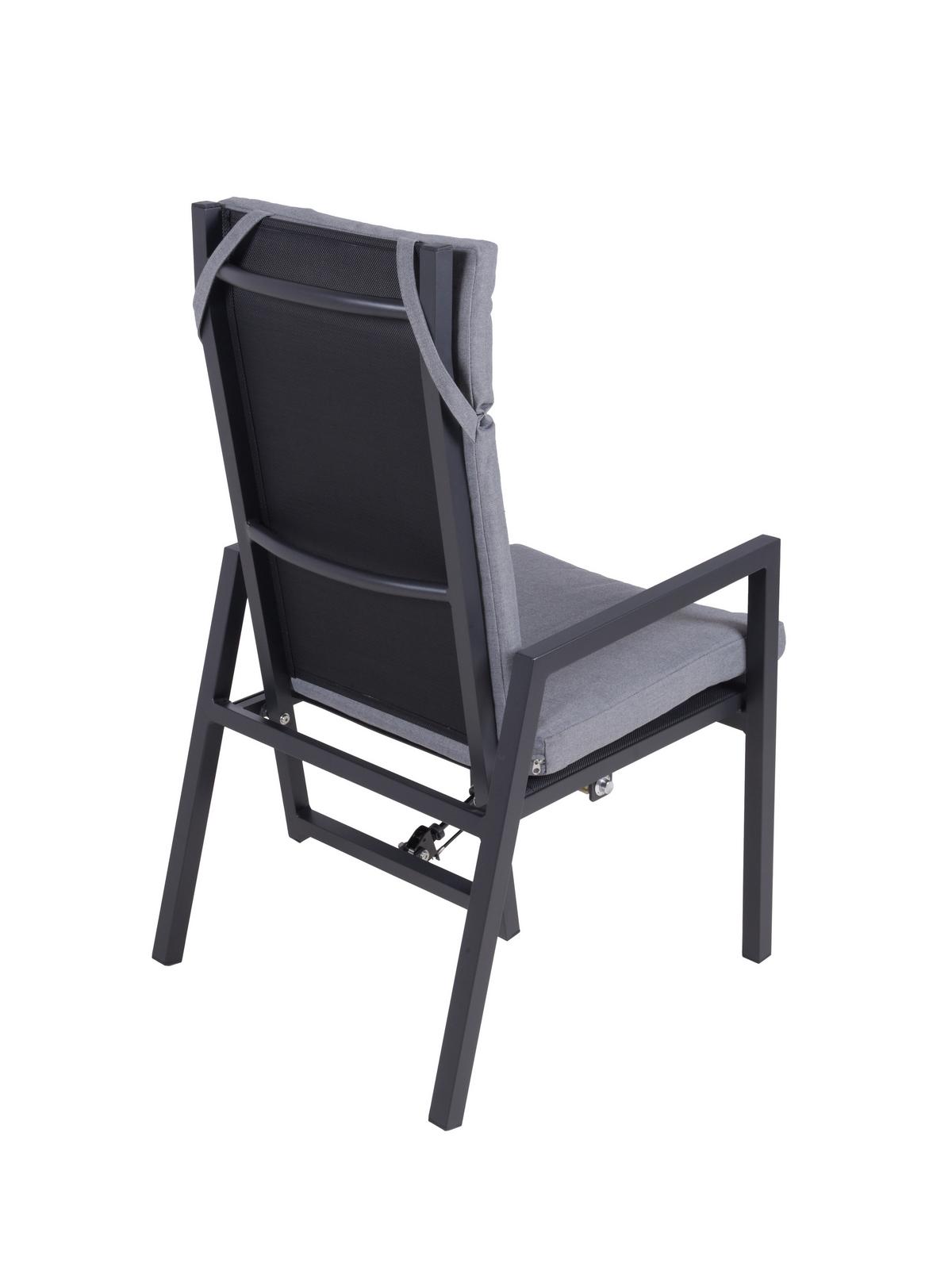 Gartenstuhl Sintra Grau/Schwarz m. Relaxfunktion - Schwarz/Grau, Basics, Kunststoff/Textil (55/103/65cm) - Gardenson