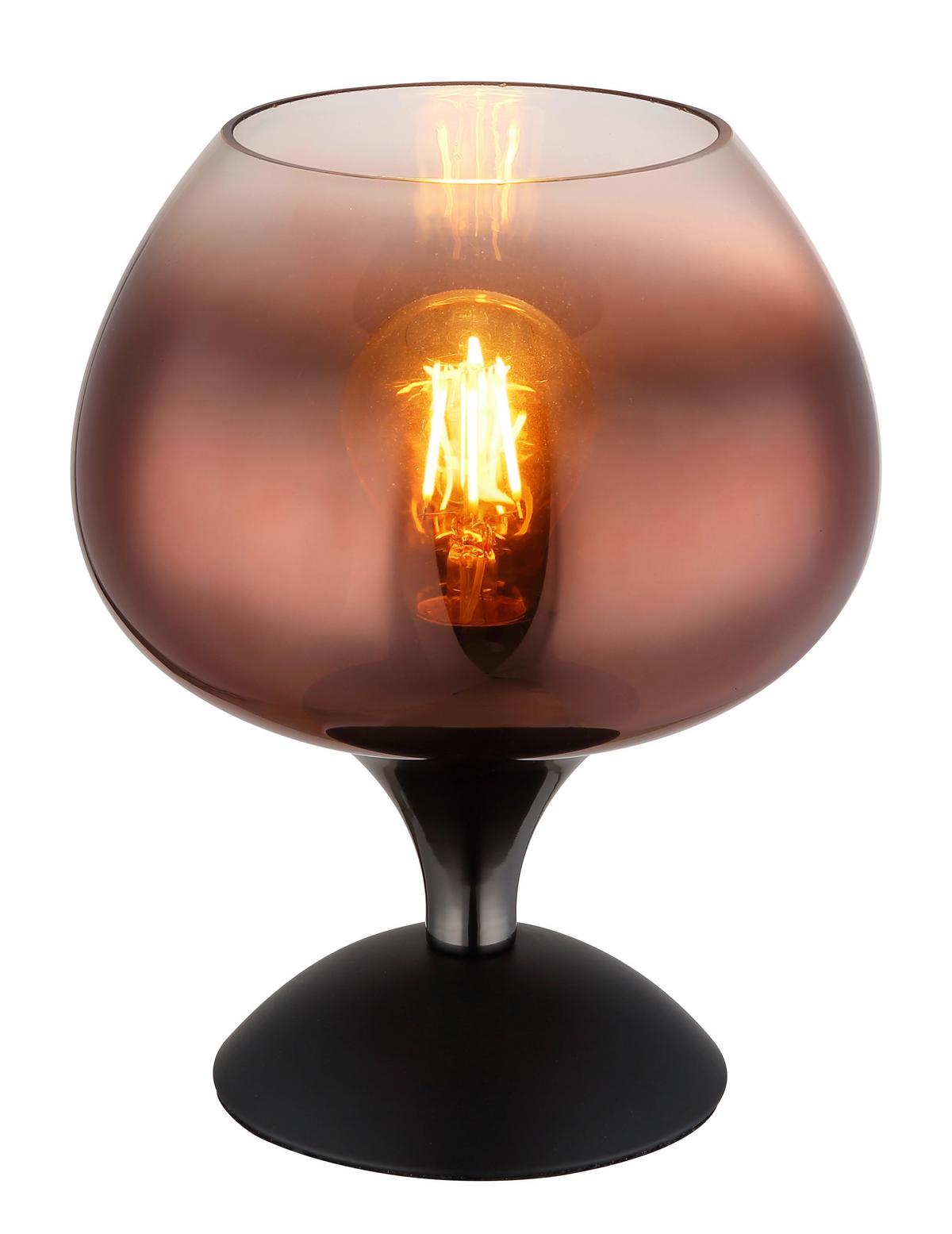 Tischleuchte Maxy Kupferfarben max. 40 Watt - Klar/Schwarz, Basics, Glas/Metall (15/20,5cm) - Globo