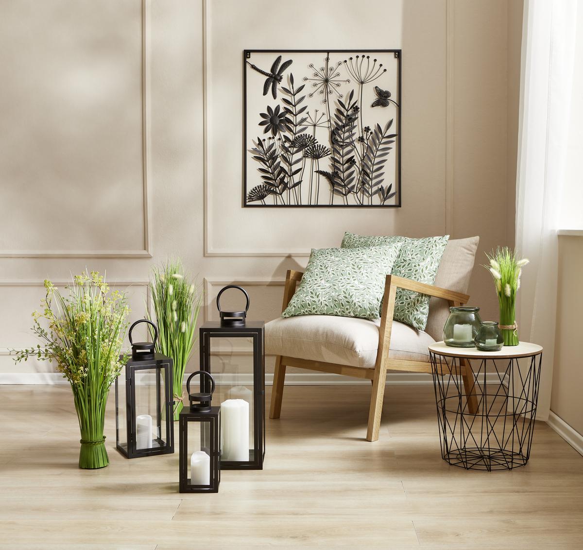 STOLIK BOCZNY 919281 - kolor naturalny/czarny, Design, materiał drewnopochodny/metal (40/40/41cm) - Ambia Home