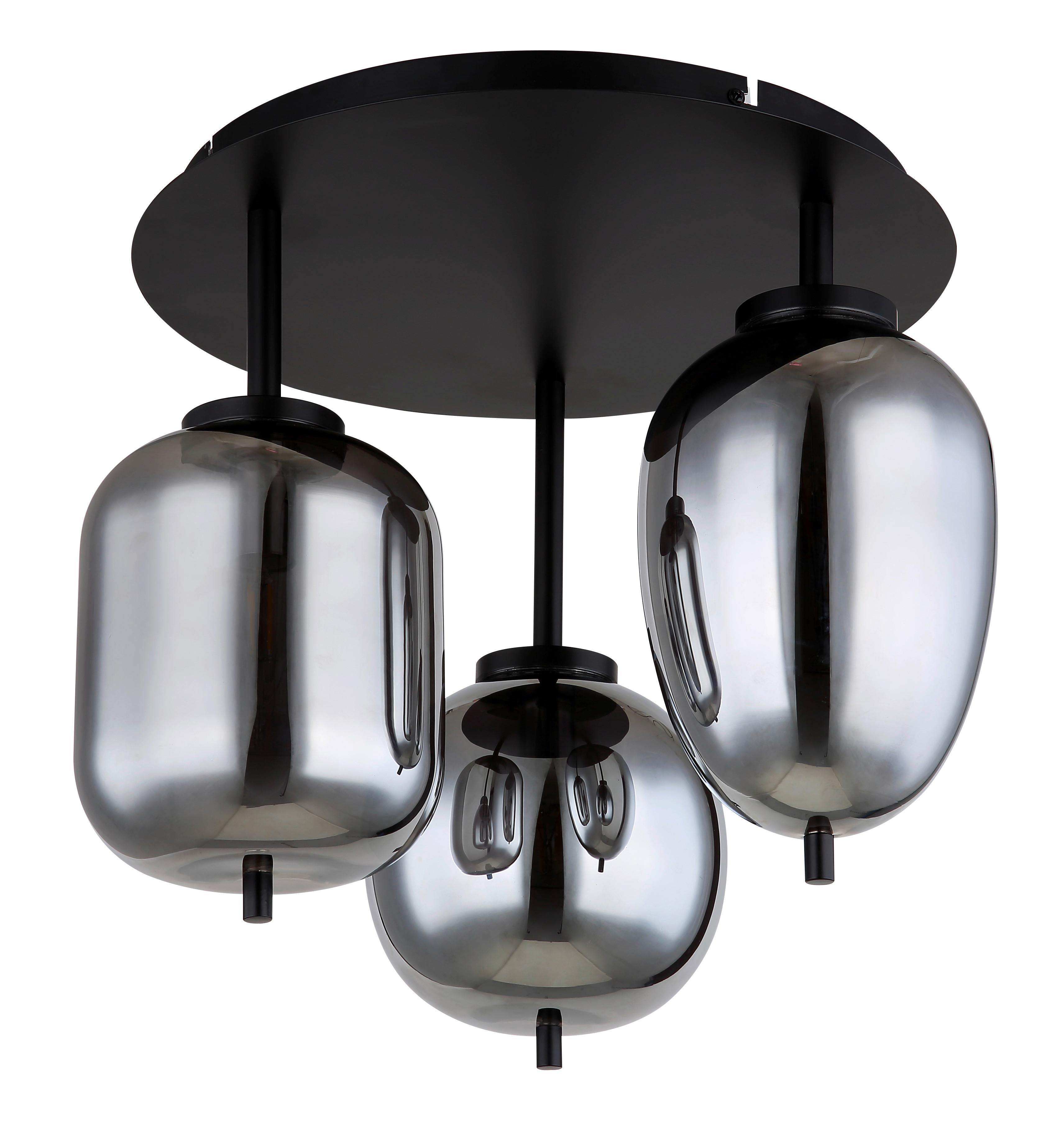 DECKENLEUCHTE 15345-3D - noir, Design, métal/verre (46/36cm) - Globo