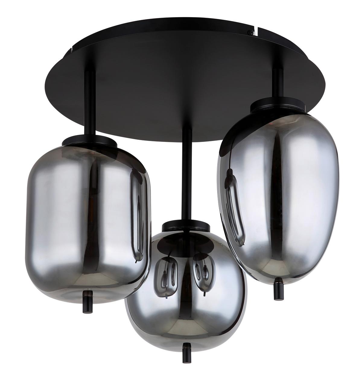 DECKENLEUCHTE 15345-3D - Schwarz, Design, Glas/Metall (46/36cm) - Globo