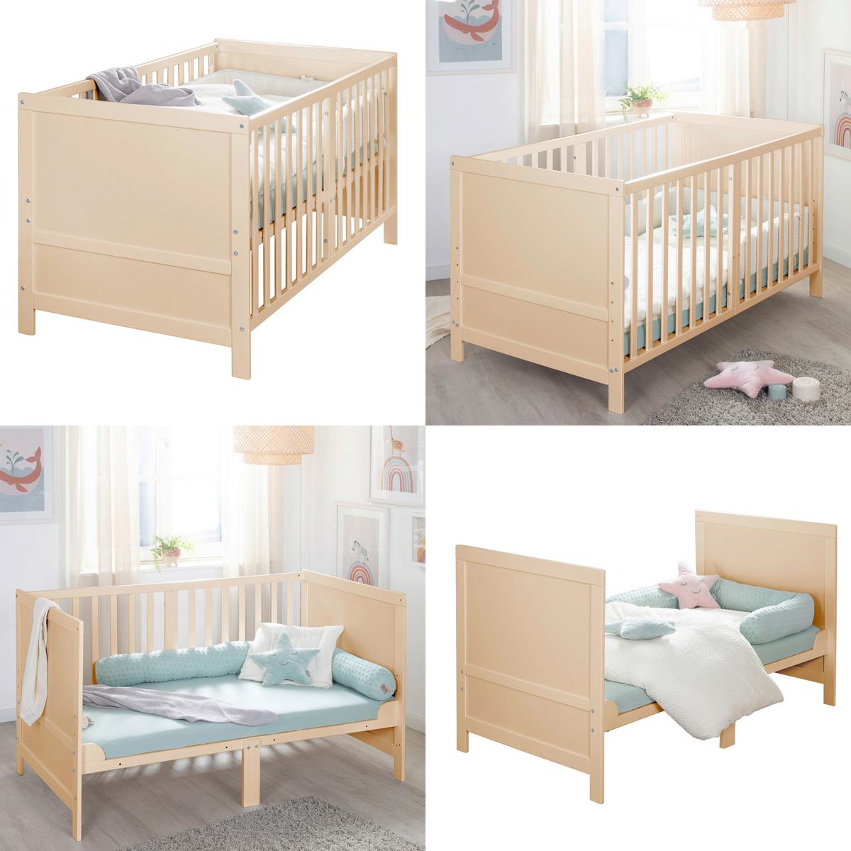 Rácsos Kiságy, Átalakítható Easy Sleep - világosbarna, Basics, faalapú anyag (78/78/142cm) - Roba