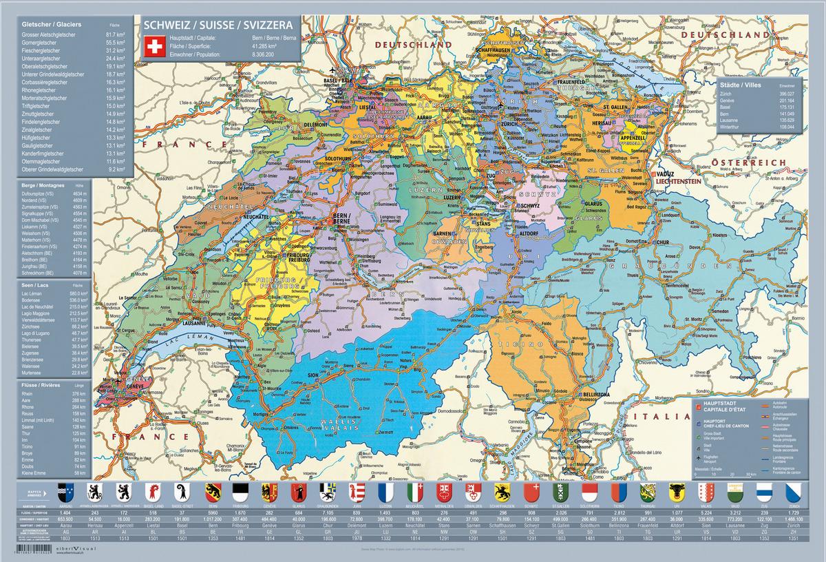 Schreibunterlage Schweiz ca. 60x40cm - Kunststoff (60/40cm)