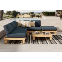 KOMPLET MEBLI TARASOWYCH CALERA - kolor naturalny/szary, Modern, tworzywo sztuczne/metal (237/160cm) - Ambia Garden