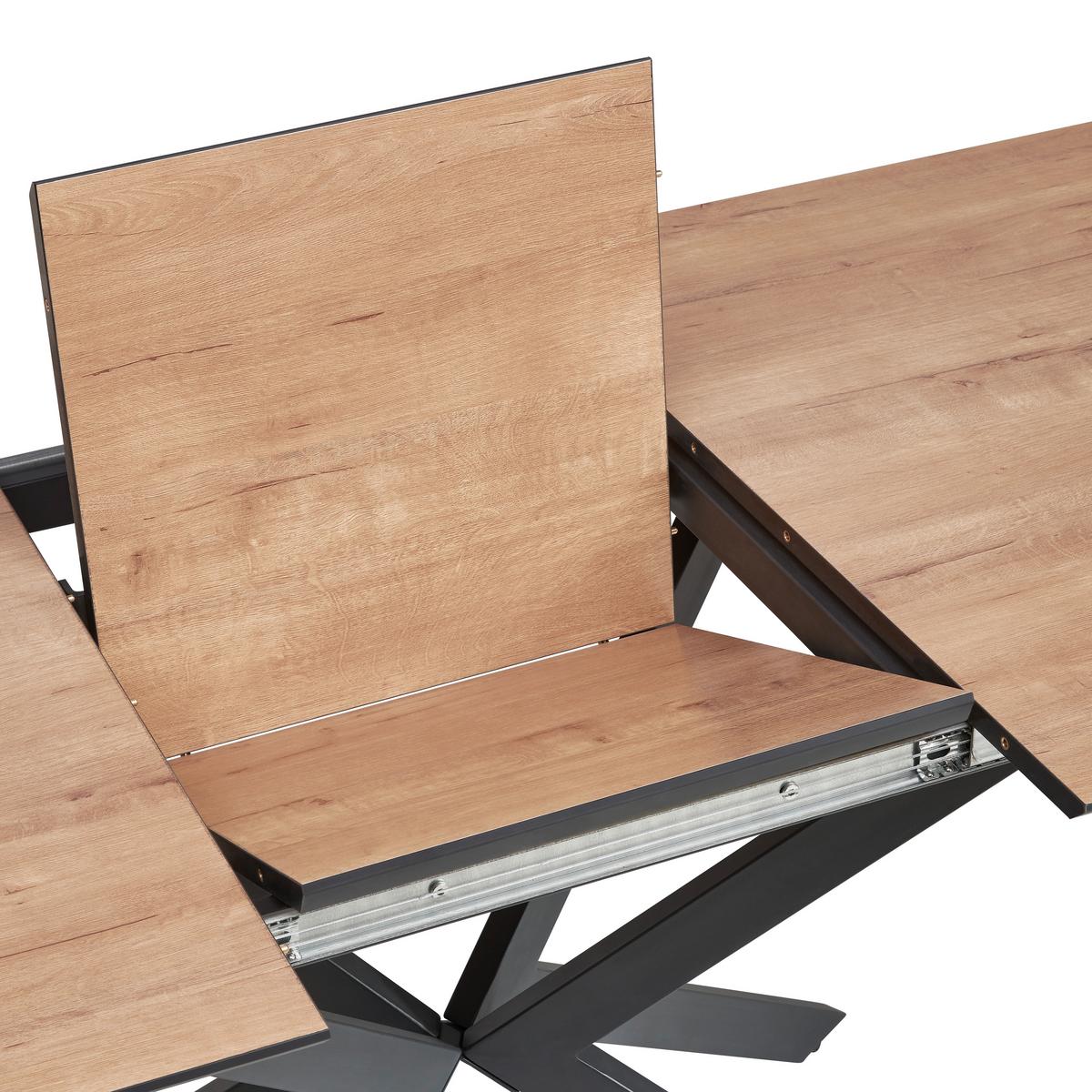 Jedilna Miza Lennox, Barva Hrasta, 120-160x80 - črna/barve hrasta, Konvencionalno, kovina/leseni material (120-160/76/80cm) - MID.YOU