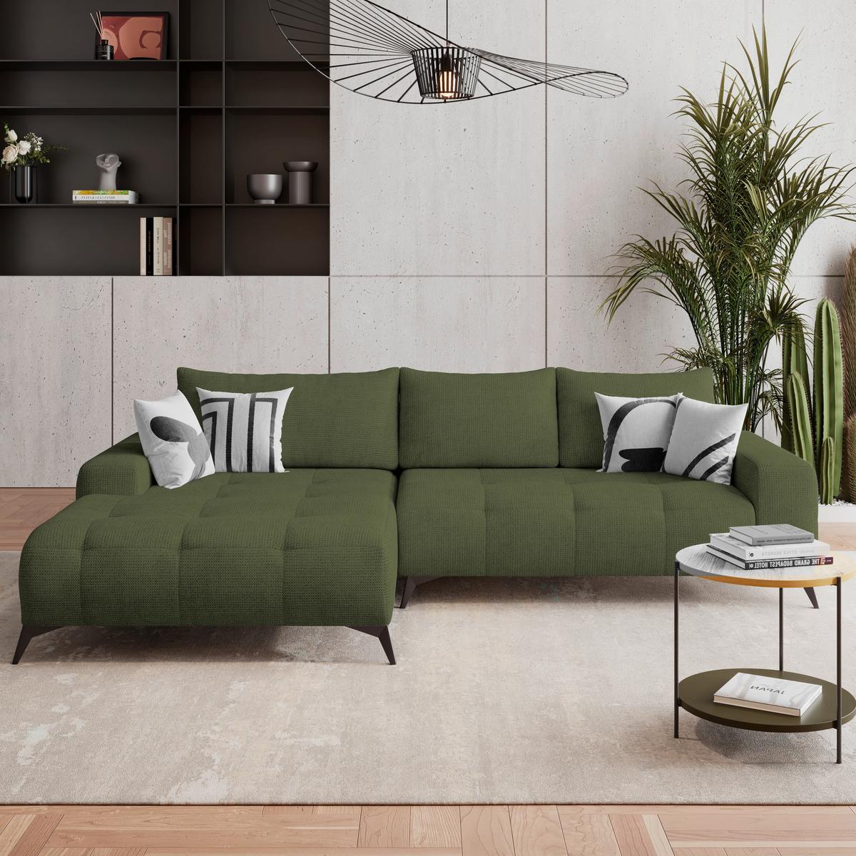 Kutna Garnitura Mauro - šumska zelena/crna, Trend, tekstil/metal (175/290cm) - Luca Bessoni