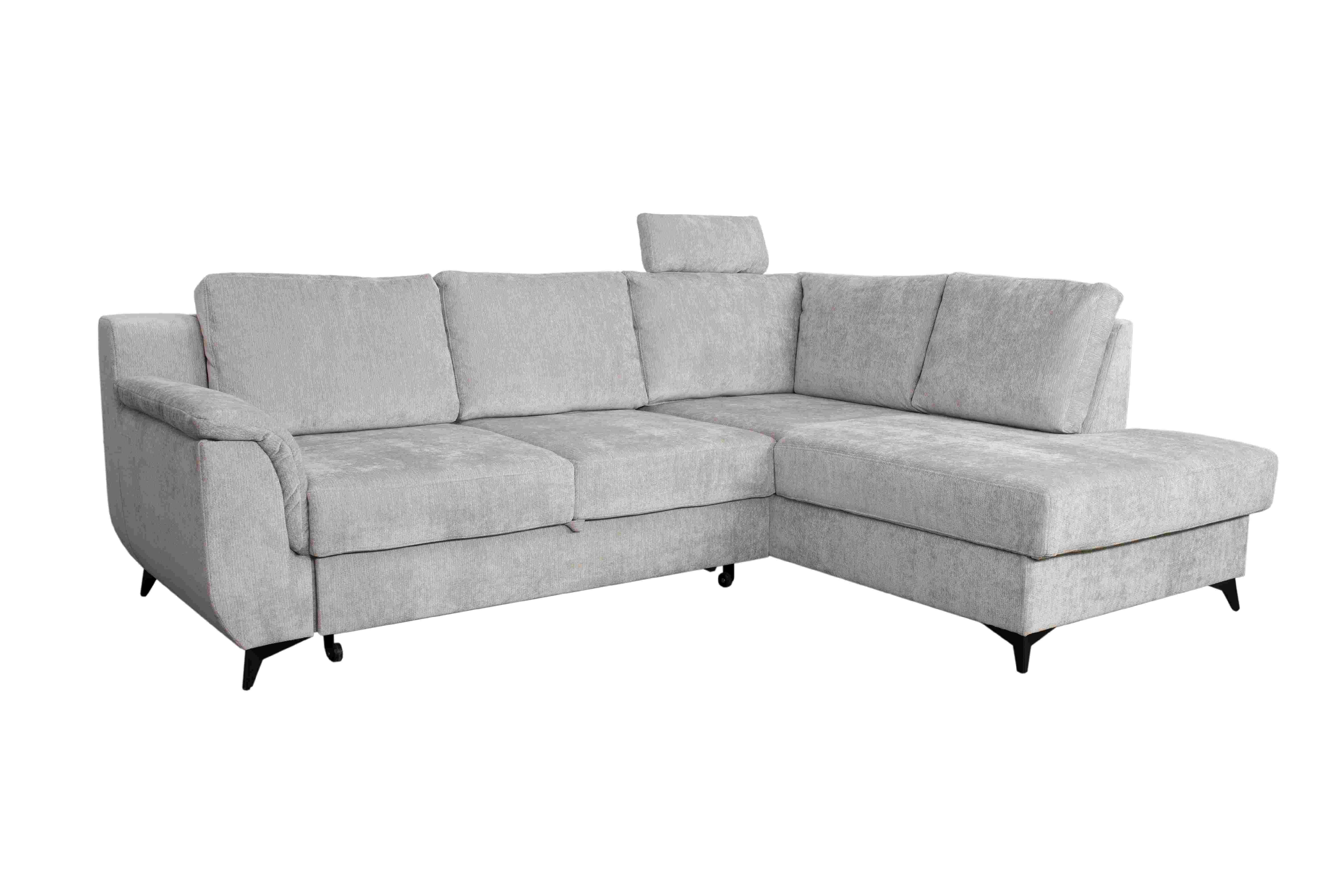 Sarokkanapé Salamina - világosszürke, Konventionell, faalapú anyag/textil (250/87/188cm)