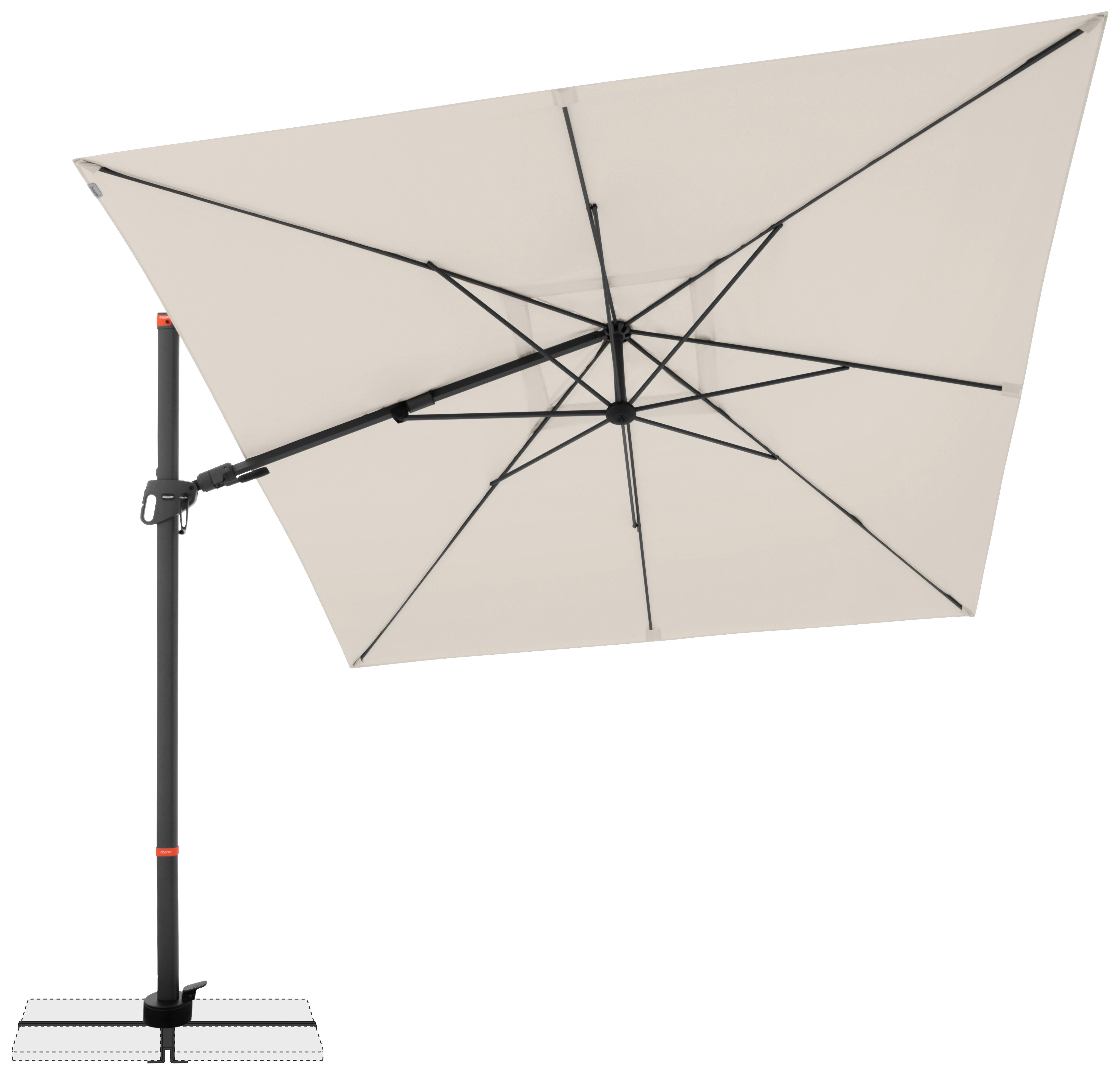 Ampelschirm Myzone Anthrazit/Naturfarben ca.280cm - Anthrazit/Naturfarben, Basics, Textil/Metall (280/280cm) - Doppler