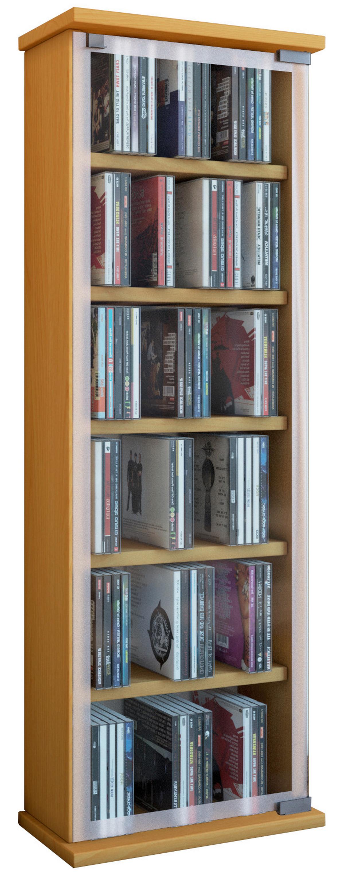 CD-Regal Classic in Buchefarbe, B: 31 cm - Buchefarben, KONVENTIONELL, Glas/Holzwerkstoff (31/92/18cm) - MID.YOU