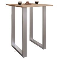 Bartisch Xona B 80x50 - Eichefarben/Silberfarben, Konventionell, Holzwerkstoff/Metall (80/50/102cm) - MID.YOU