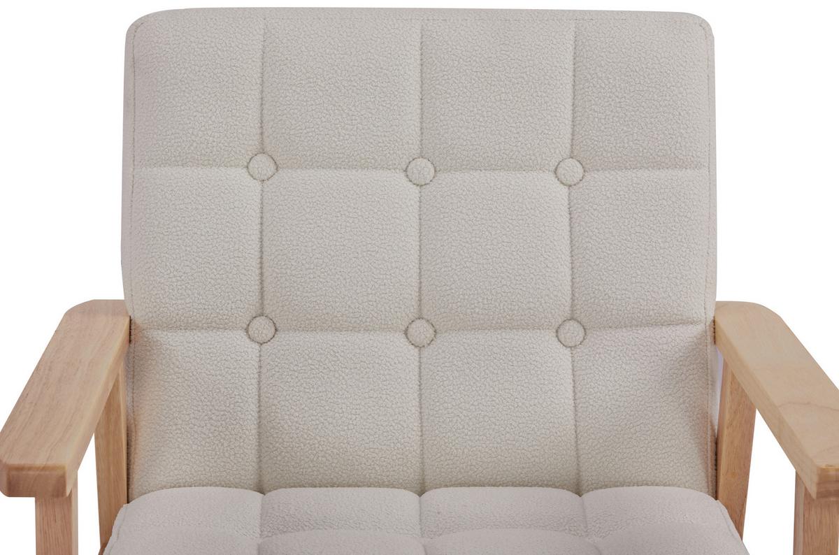 FOTEL NOELLE - kolor naturalny/biały, Trend, tkanina/drewno (64/77,5/67cm) - P & B