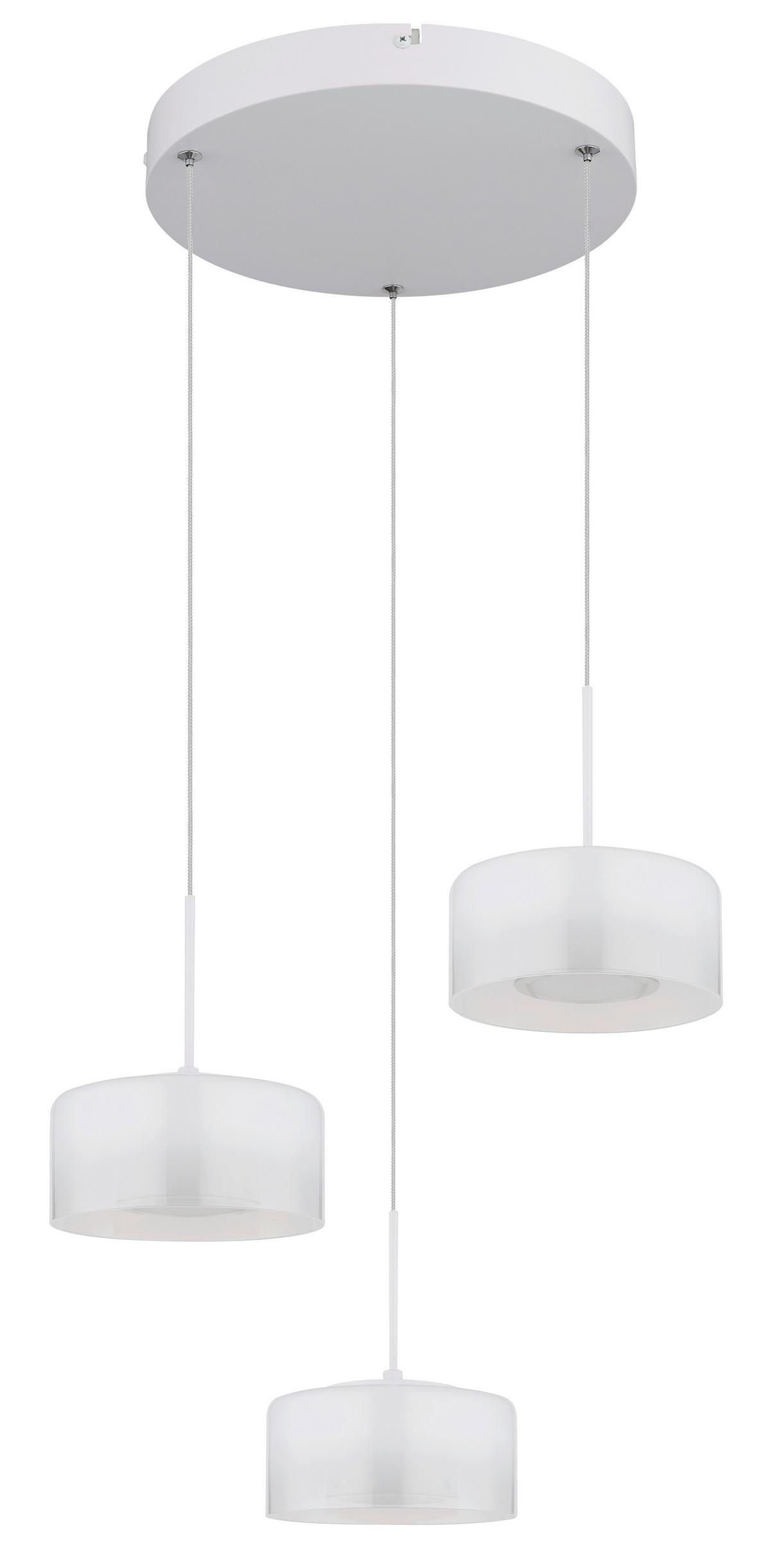 Hängeleuchte Lunouia Weiß max. 18 Watt - Weiß, Basics, Glas/Kunststoff (40/150cm)