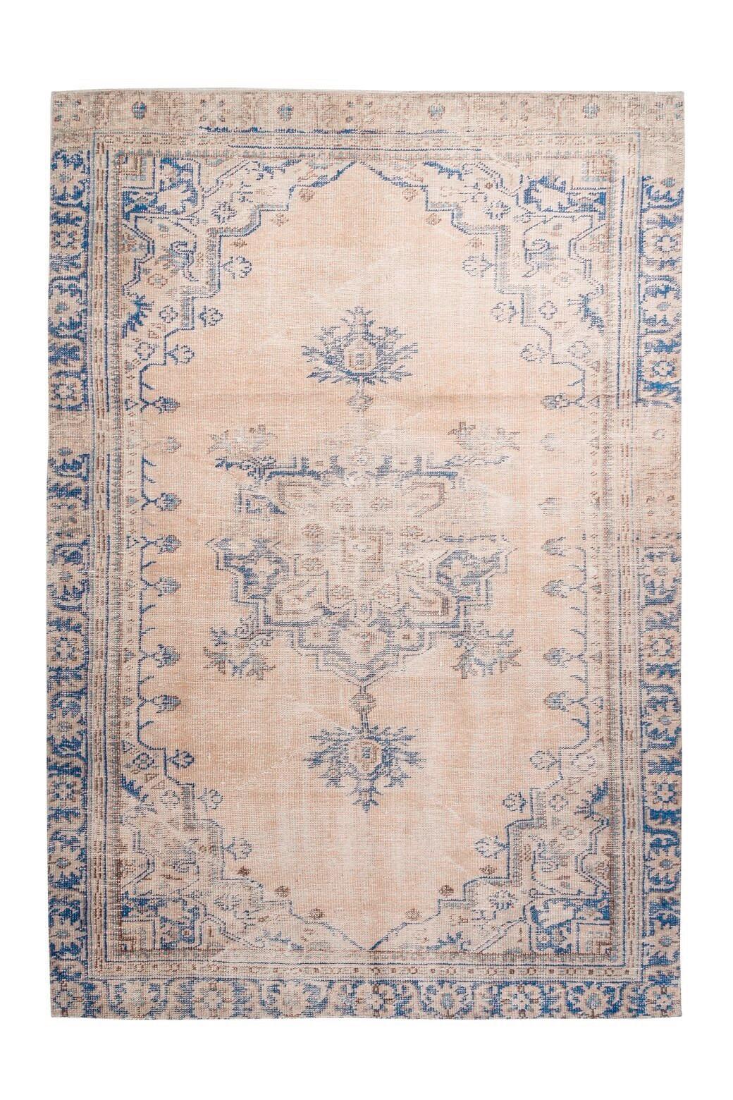 Flachwebeteppich Vintage 8406 Blau - Blau, Konventionell, Textil (200/290cm) - Kayoom