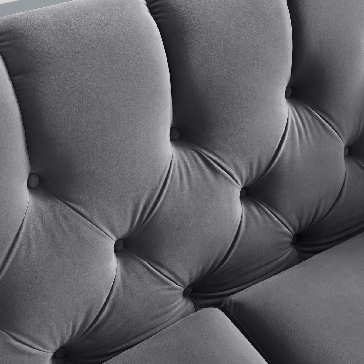 Bigsofa Liliana Dunkelgrau Samt - Dunkelgrau/Roségold, MODERN, Holz/Textil (227/95/93cm) - Bessagi Home