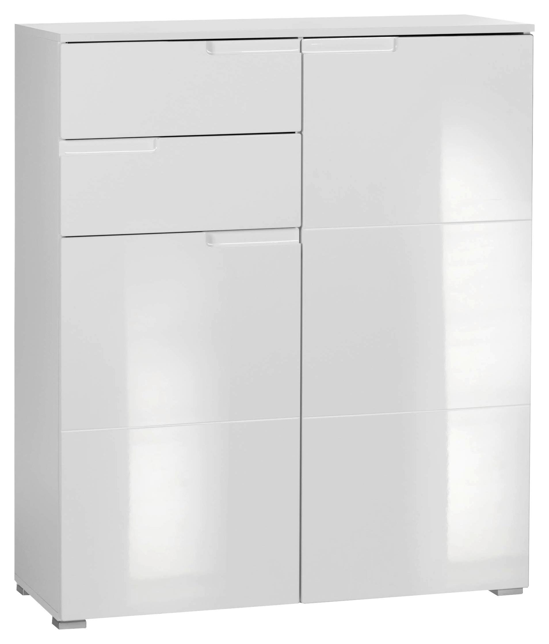 Komoda Moon 5 - bela visoki sjaj/bela, Moderno, pločasti materijal/plastika (100/119/40cm) - Modern Living
