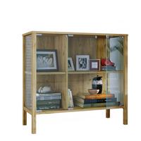 Sideboard Jensol Honigeiche/Klar - Honigeiche/Klar, Design, Glas/Holzwerkstoff (87/80/35cm) - Livetastic