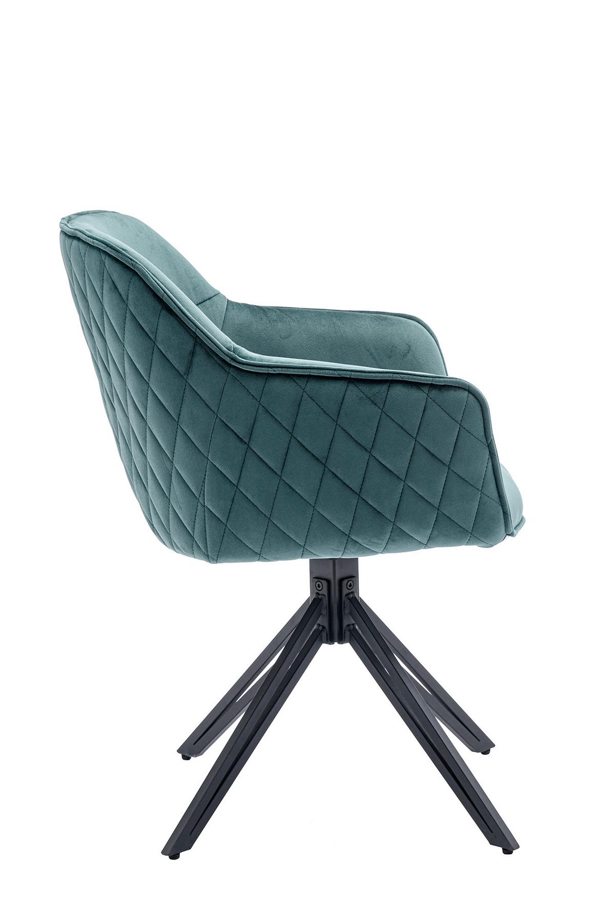 Naslanjač Samt, Zelena, Vrtljiv - črna/zelena, Moderno, kovina/tekstil (59/83/60cm) - Livetastic