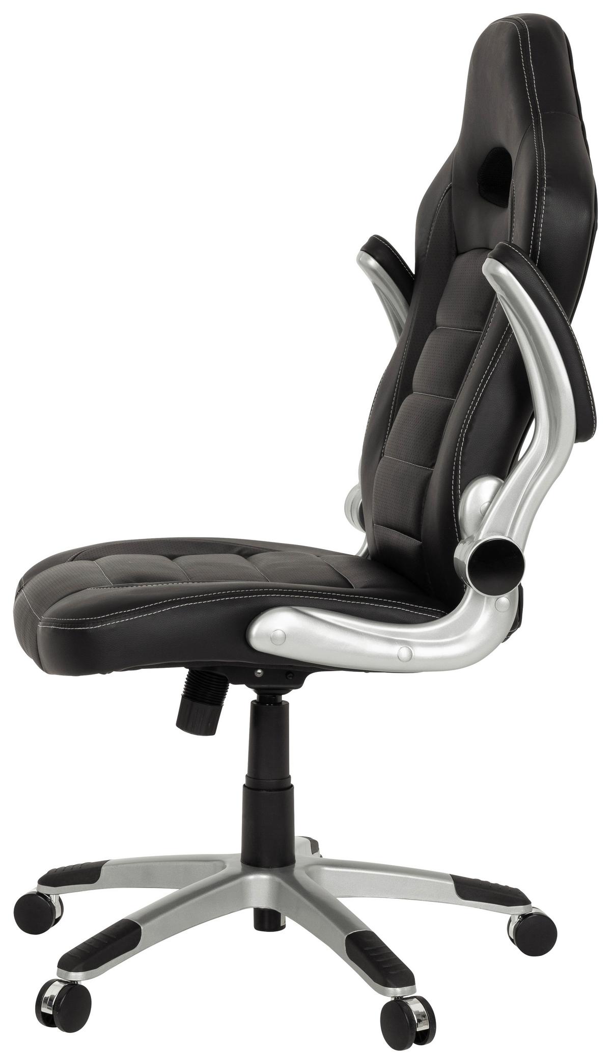 Gaming Stol Game Sport, Črna - črna/bela, Moderno, umetna masa/tekstil (64/118/57cm) - MID.YOU