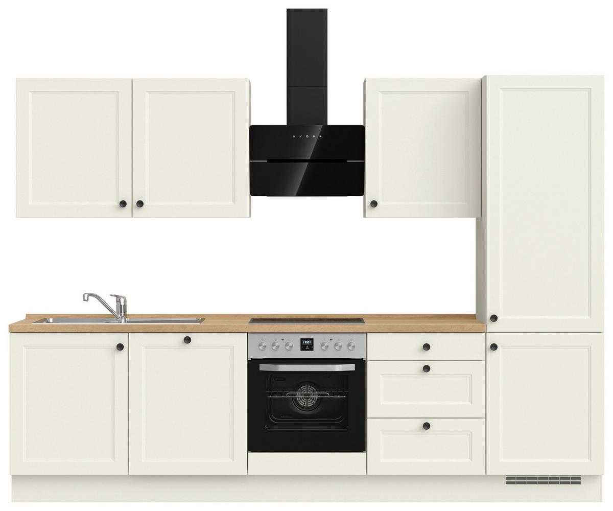 Küchenblock Cascada High m. Geräten Weiß - Eichefarben/Schwarz, MODERN, Holzwerkstoff/Metall (300cm) - Nobilia